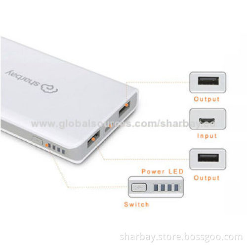 Dual USB Port Power Banks with 6,000mAh Capacity, 5V/1A and 5V/2.1A Output, 5V/1A Input, Ultra-thinNew